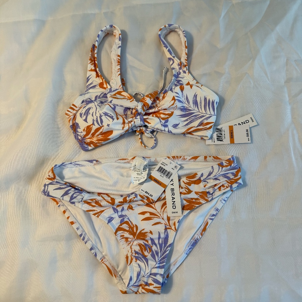 NWT Lucky Brand Bikini 2 piece bathing suit. Purple and Orange
